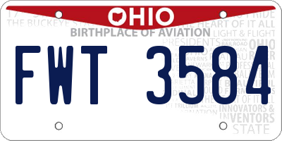 OH license plate FWT3584