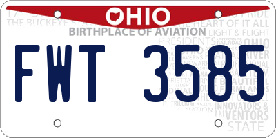 OH license plate FWT3585