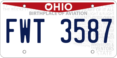 OH license plate FWT3587