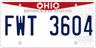 OH license plate FWT3604