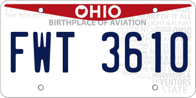 OH license plate FWT3610