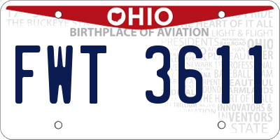 OH license plate FWT3611