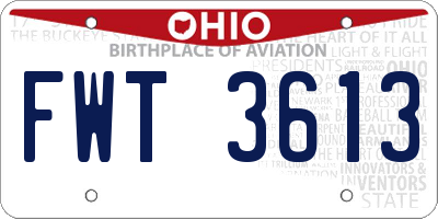 OH license plate FWT3613