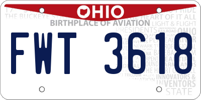 OH license plate FWT3618