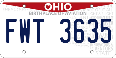 OH license plate FWT3635