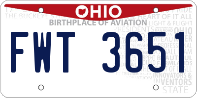 OH license plate FWT3651