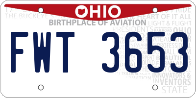 OH license plate FWT3653