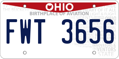 OH license plate FWT3656