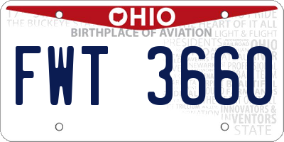 OH license plate FWT3660