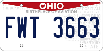 OH license plate FWT3663