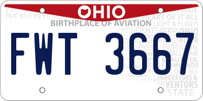 OH license plate FWT3667