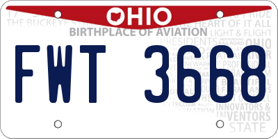 OH license plate FWT3668