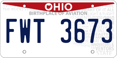 OH license plate FWT3673