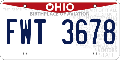 OH license plate FWT3678