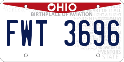 OH license plate FWT3696