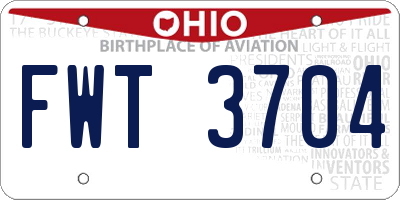 OH license plate FWT3704