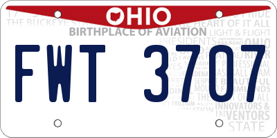OH license plate FWT3707