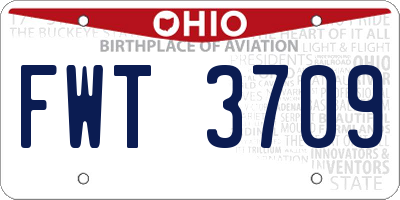 OH license plate FWT3709