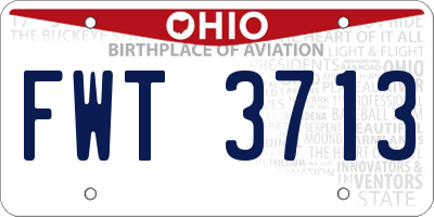 OH license plate FWT3713