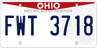 OH license plate FWT3718