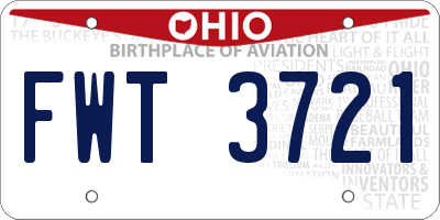 OH license plate FWT3721