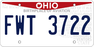 OH license plate FWT3722