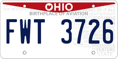 OH license plate FWT3726