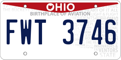 OH license plate FWT3746