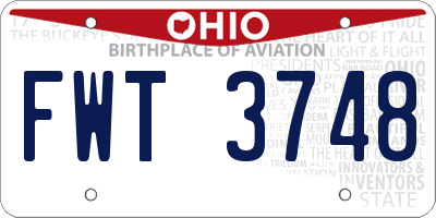 OH license plate FWT3748
