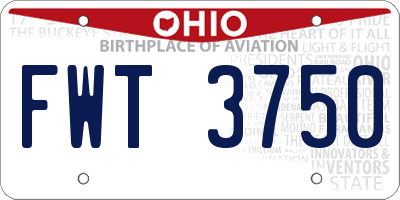 OH license plate FWT3750