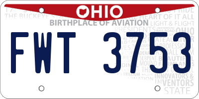 OH license plate FWT3753