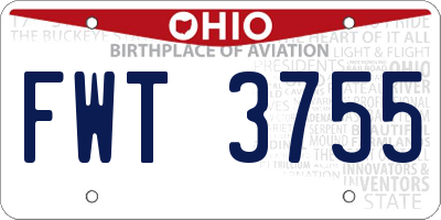 OH license plate FWT3755