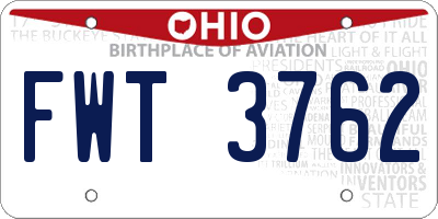 OH license plate FWT3762