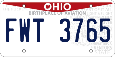 OH license plate FWT3765