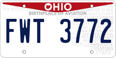 OH license plate FWT3772