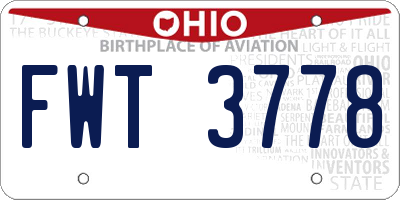 OH license plate FWT3778