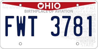 OH license plate FWT3781