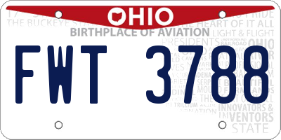 OH license plate FWT3788