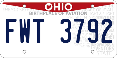 OH license plate FWT3792