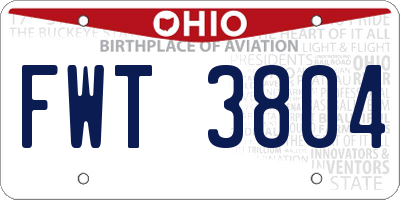OH license plate FWT3804