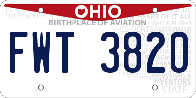 OH license plate FWT3820