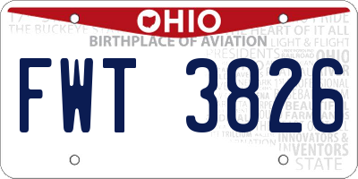 OH license plate FWT3826