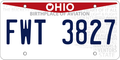 OH license plate FWT3827