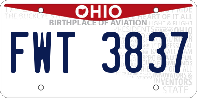 OH license plate FWT3837