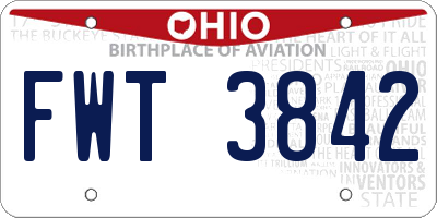 OH license plate FWT3842