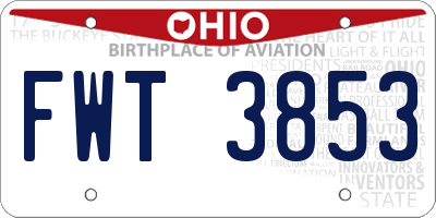 OH license plate FWT3853