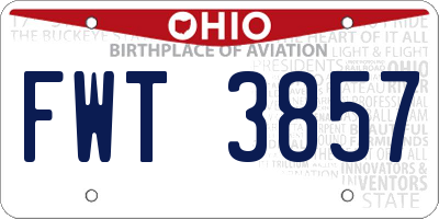 OH license plate FWT3857