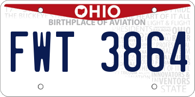 OH license plate FWT3864
