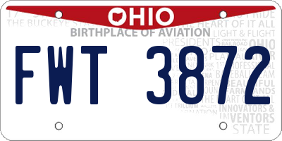 OH license plate FWT3872