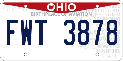 OH license plate FWT3878